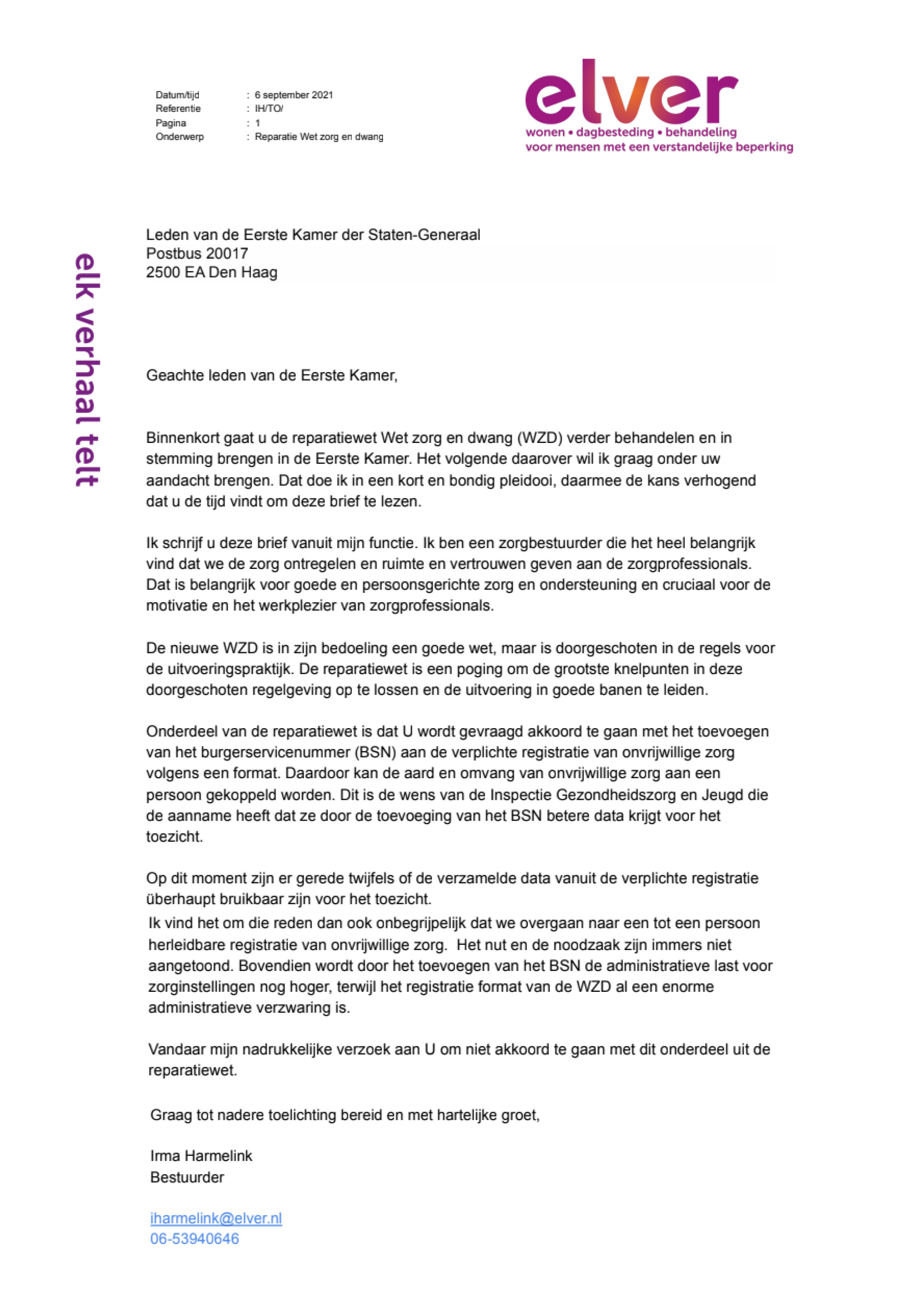 Brief Eerste Kamer