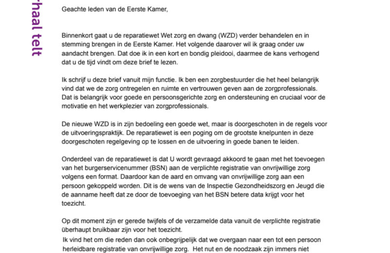 Brief Eerste Kamer
